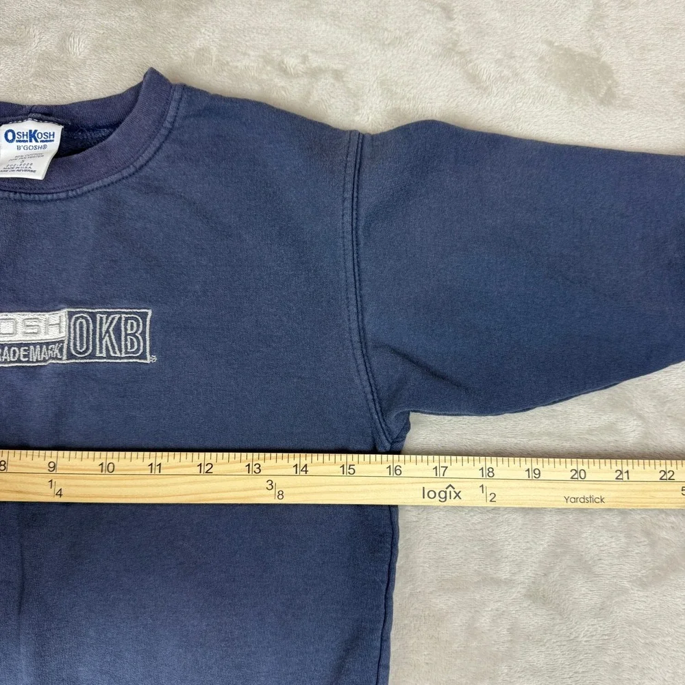 VTG OshKosh B'Gosh Sweatshirt Kids Size 5 Navy Blue Embroidered Logo USA Made